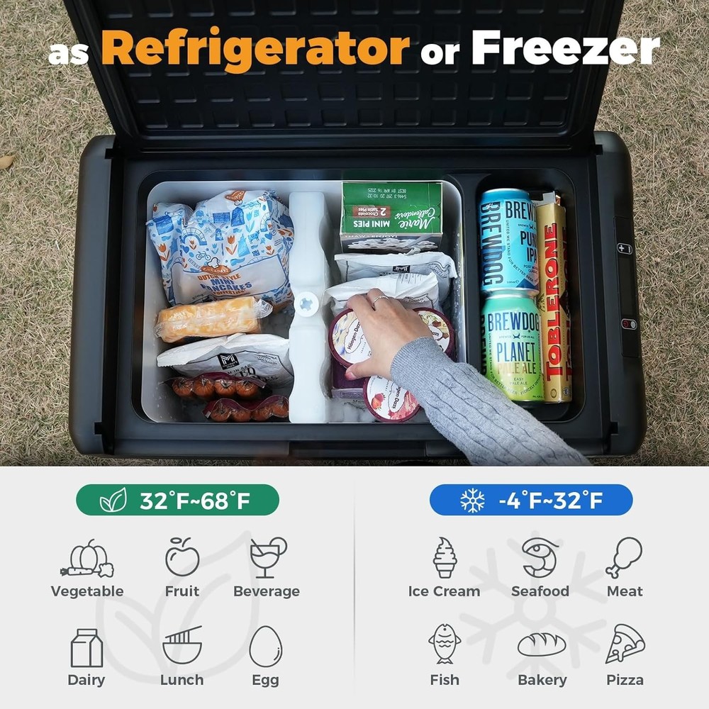 12V Car Refrigerator Freezer Portable Compressor Cooler APP Control for Camping
