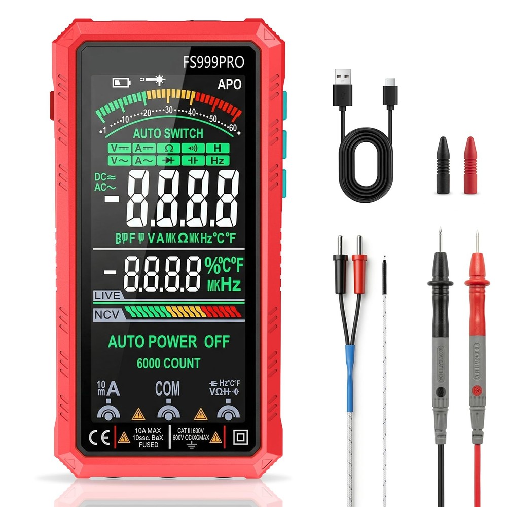 Digital Multimeter, Auto-Ranging Smart Electrical Tester, 6000 Counts TRMS, U...