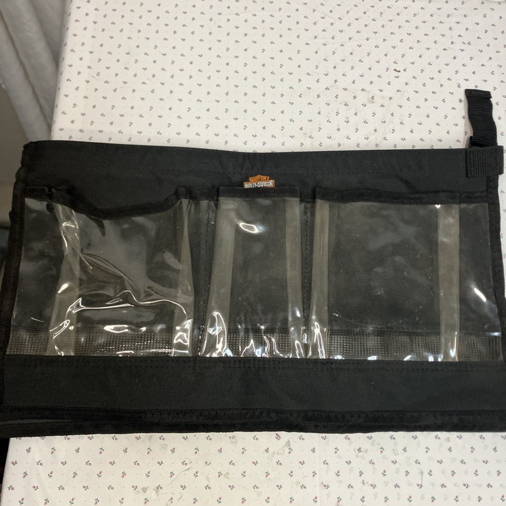 Harley Davidson Canvas Plastic Black Clear Tool Accessory Holder 35”