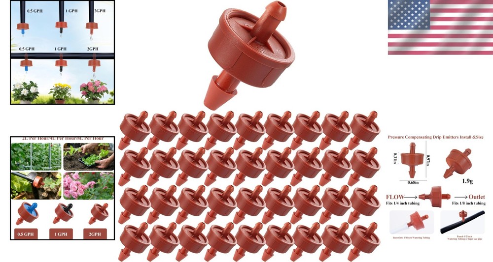 200 Pcs 2GPH Pressure Compensating Drippers for Efficient Garden Irrigation