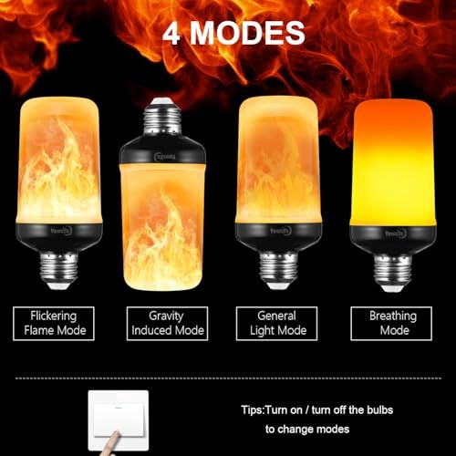 Flame Light Bulbs 4 Modes Flickering Light Bulbs E26 Bulb for 2 Pack-yellow-e26