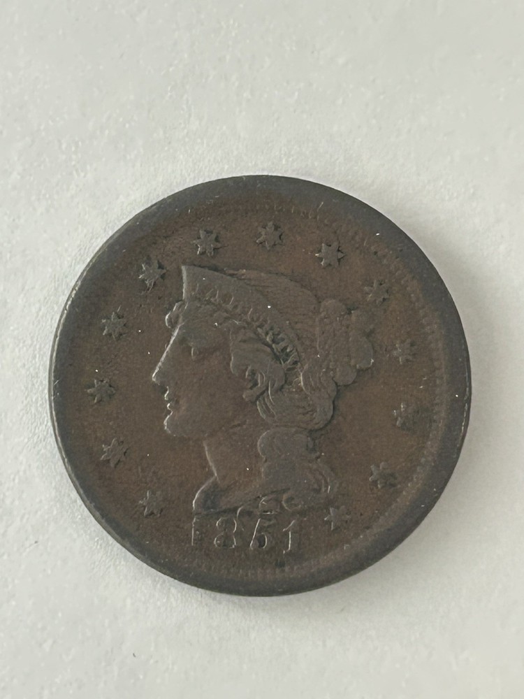1851 Braided Hair Large Cent - Normal Date