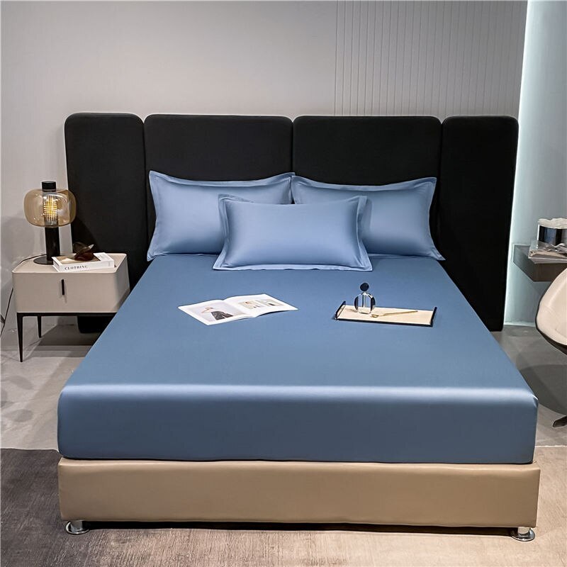 Cotton Fitted Sheet With An Elastic Band Mattress Cover Solid Color Bedspread