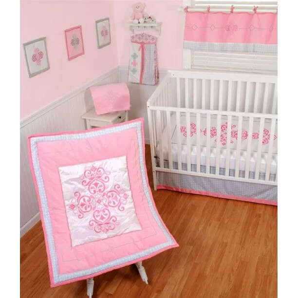 Sumersault PRINCESS pink 4 Pc Crib Bed Set, comforter 2 CRIB SHEETS dust ruffle