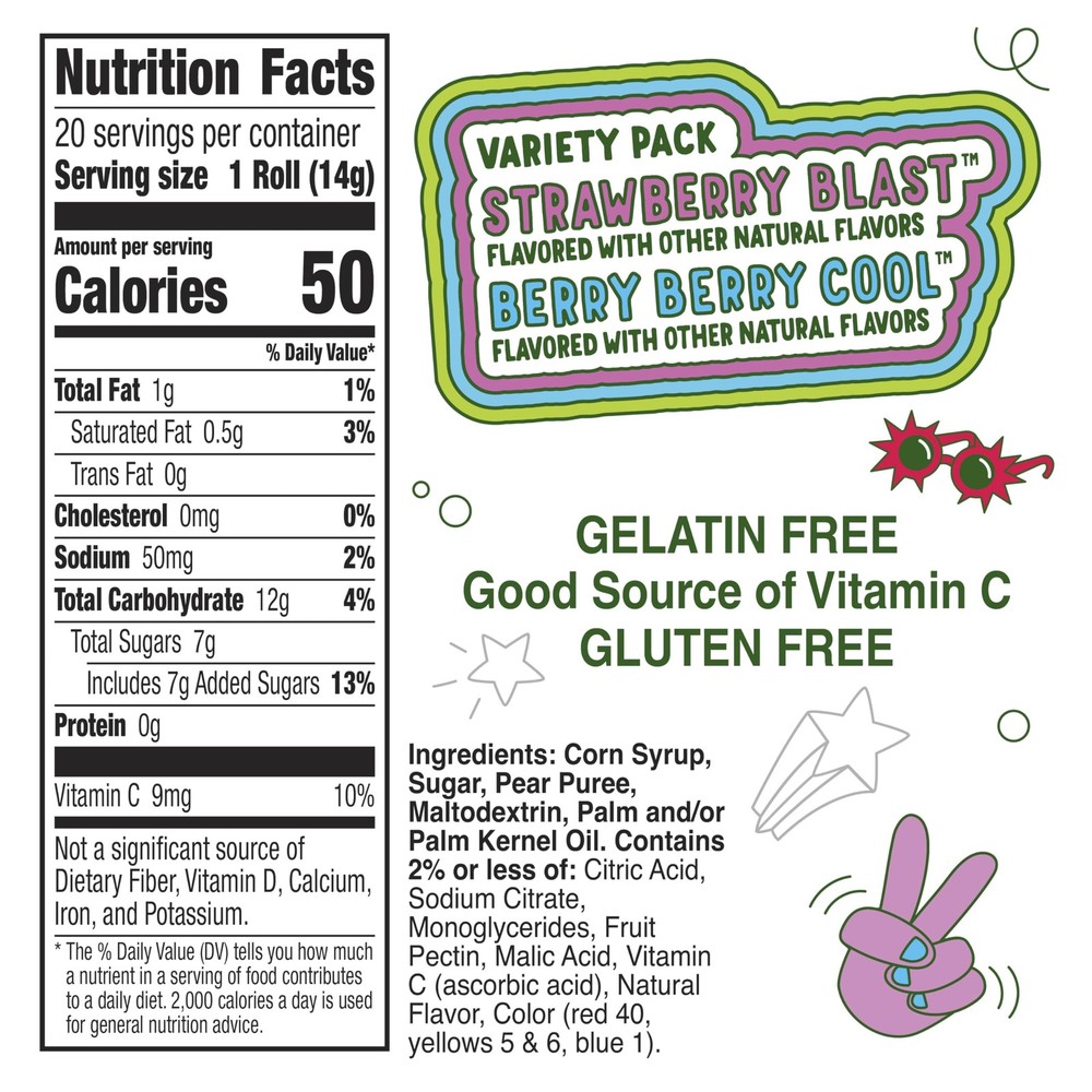 Fruit Roll-Ups Variety Pack, Fruit Flavored Snacks, 20 Ct, 10 oz
