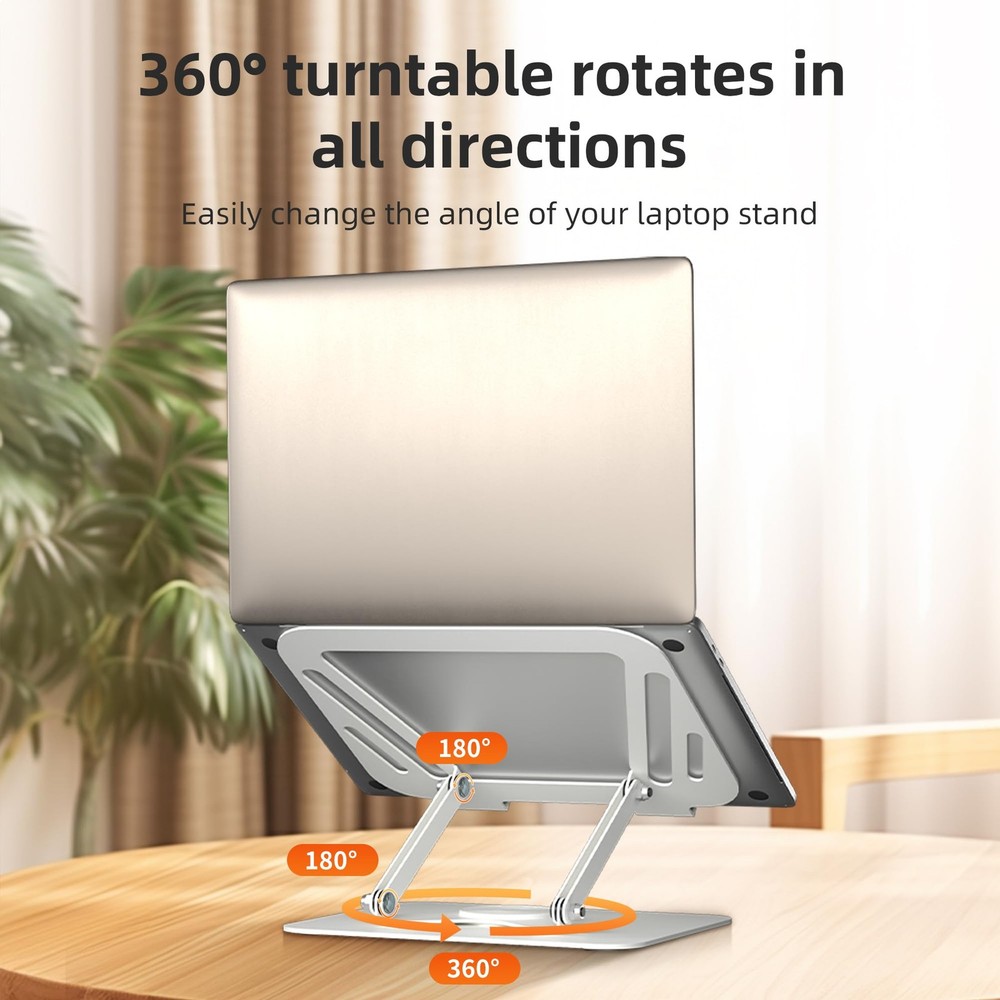 Laptop Stand for Desk Adjustable Computer Notebook Stand with 360° Rotating B...