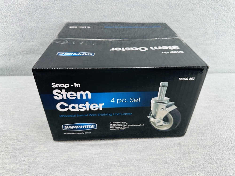 SAPPHIRE SMCS-251 - Snap-In Stem Caster Set, 5" Poly Wheel (4pcs/set)