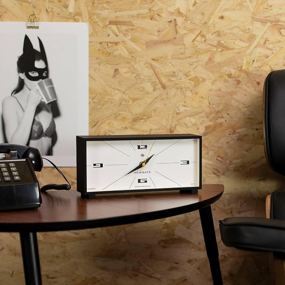 ® Thunderbird Desk Clock | Retro Contemporary Rectangular Design | Black | Moder
