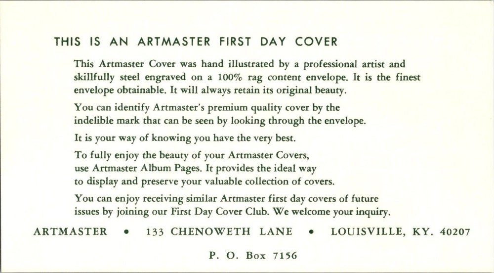 Dwight D Eisenhower Coil Stamp 1970 First Day FDC Artmaster Cachet Unaddressed