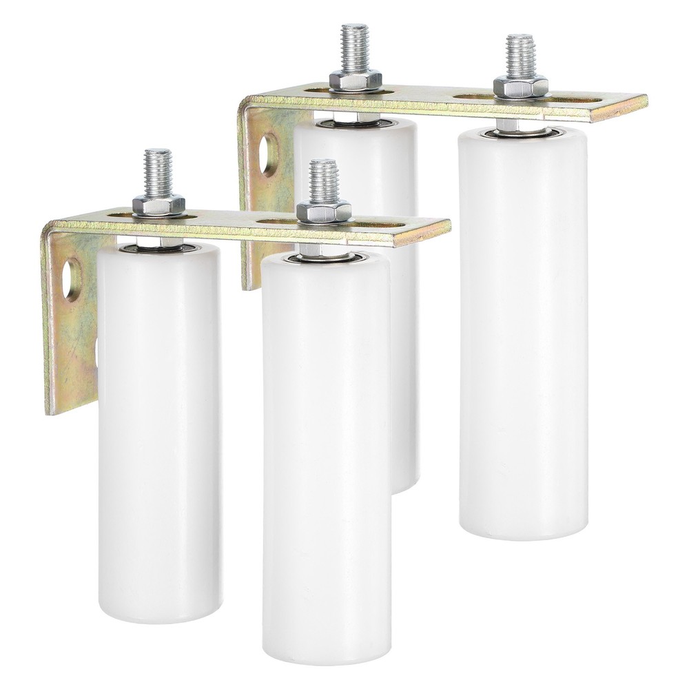 2Set Slide Gate Guide Roller, 6" Nylon Gate Support Rollers with Bracket, White