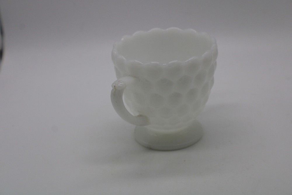 Milk Glass Bubble Pattern Open Sugar Bowl Double Handle Anchor Hocking