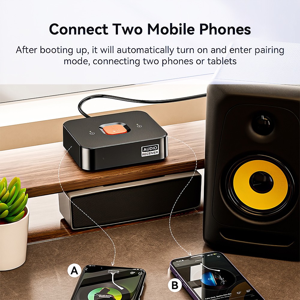 Bluetooth 6.0 Receiver Wireless Audio Adapter with Low Latency, for Speakers