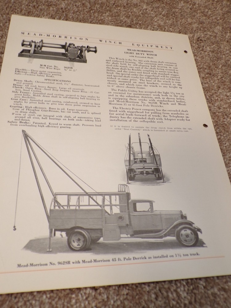 1932 Mead-Morrison Winch Equipment brochures
