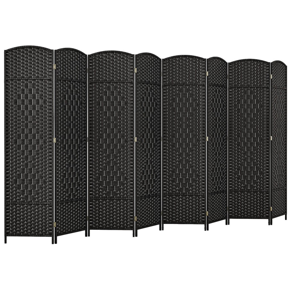 8-Panel Room Divider 6 FT Tall Folding Privacy Screen w/Solid Wood Frame