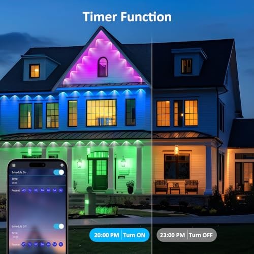 Permanent Outdoor Lights, Smart RGB Eave Light with Color Changing, 500FT