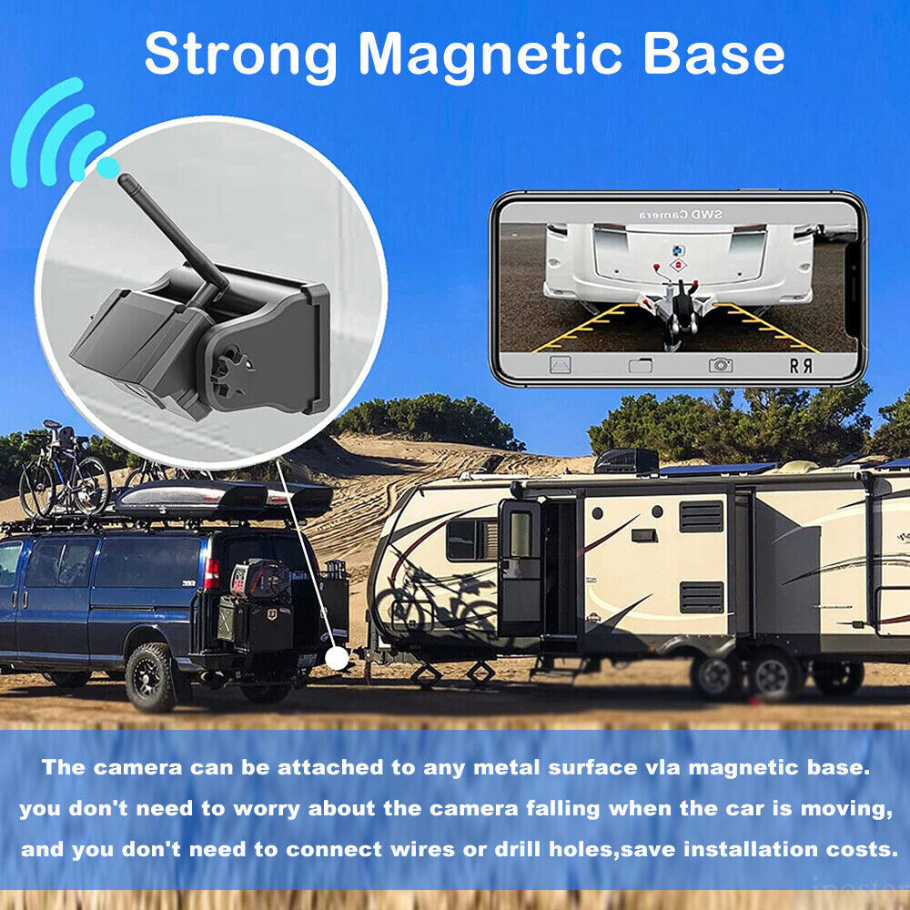 WiFi Backup Camera Magnetic Base Battery Powered Sonix App HD For iPhone/Android