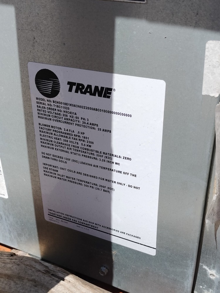 NEW Trane Volume Unit Tutco Heater Package w Integral Limit Control Air Handler
