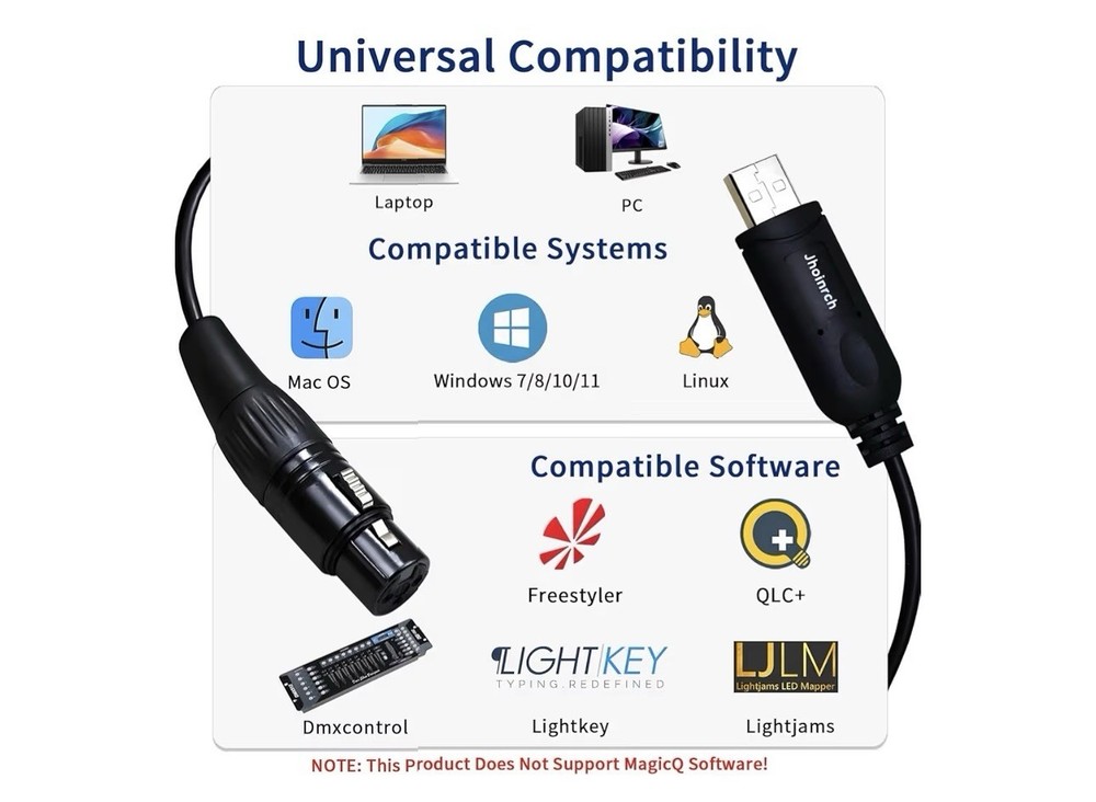USB~DMX interface adapter cable w/chip support FT232RNL Freestyler/QLC+…