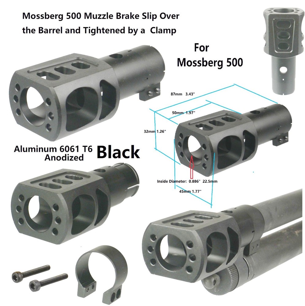 Black Anodized Reduce Recoil Muzzle Brake For  M500 12GA