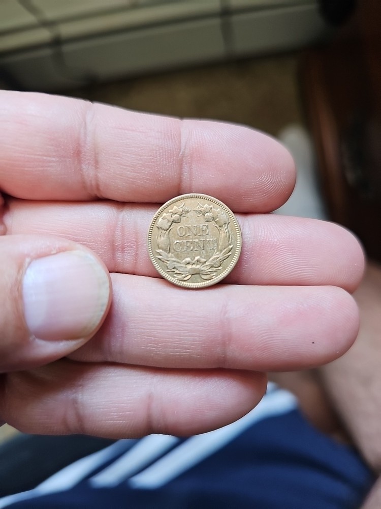 1857 Flying Eagle 1c One Cent Coin XF/AU Condition, Solid Strike