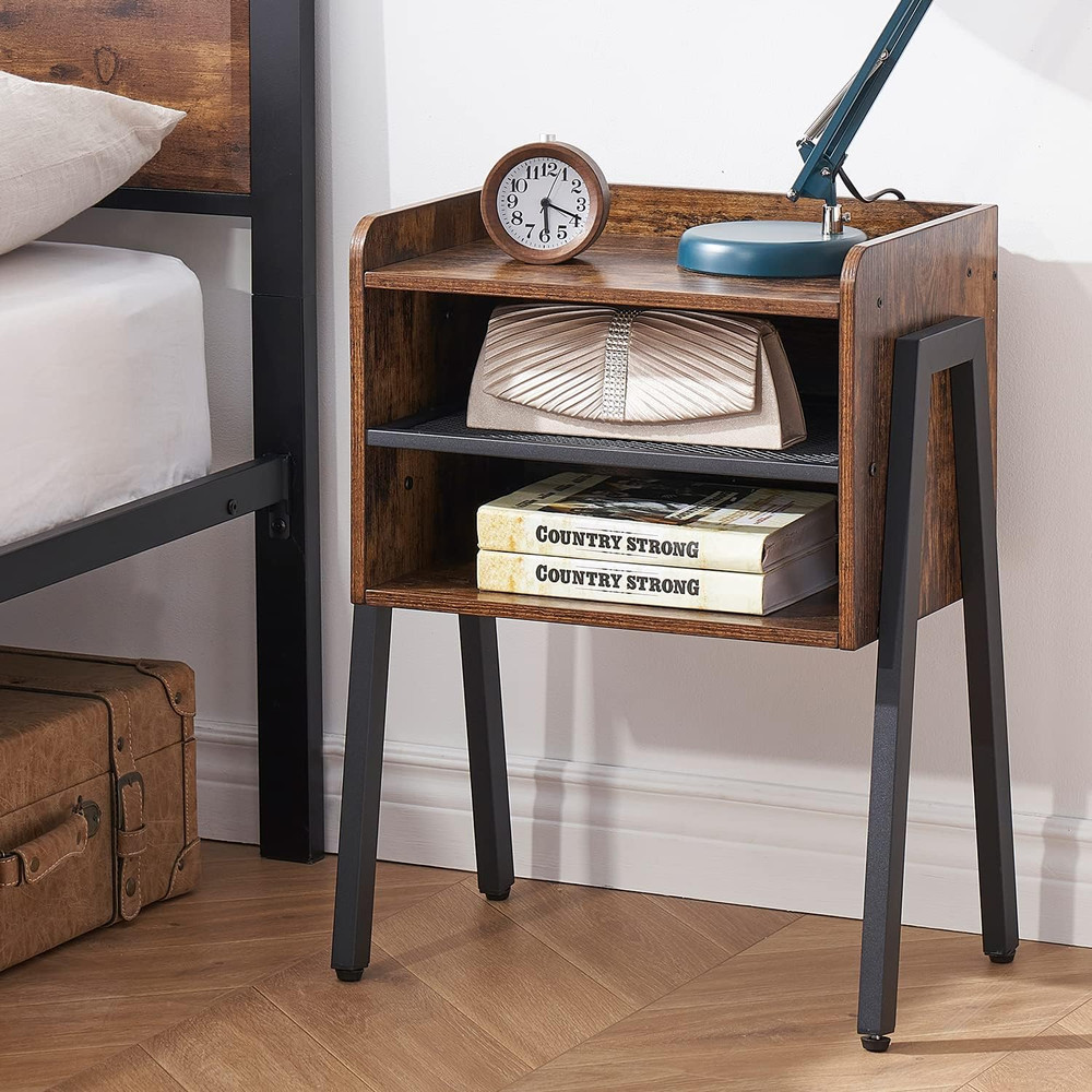 Nightstand Industrial Side Table/End Table/Stackable Accent Furniture with 2-Tie