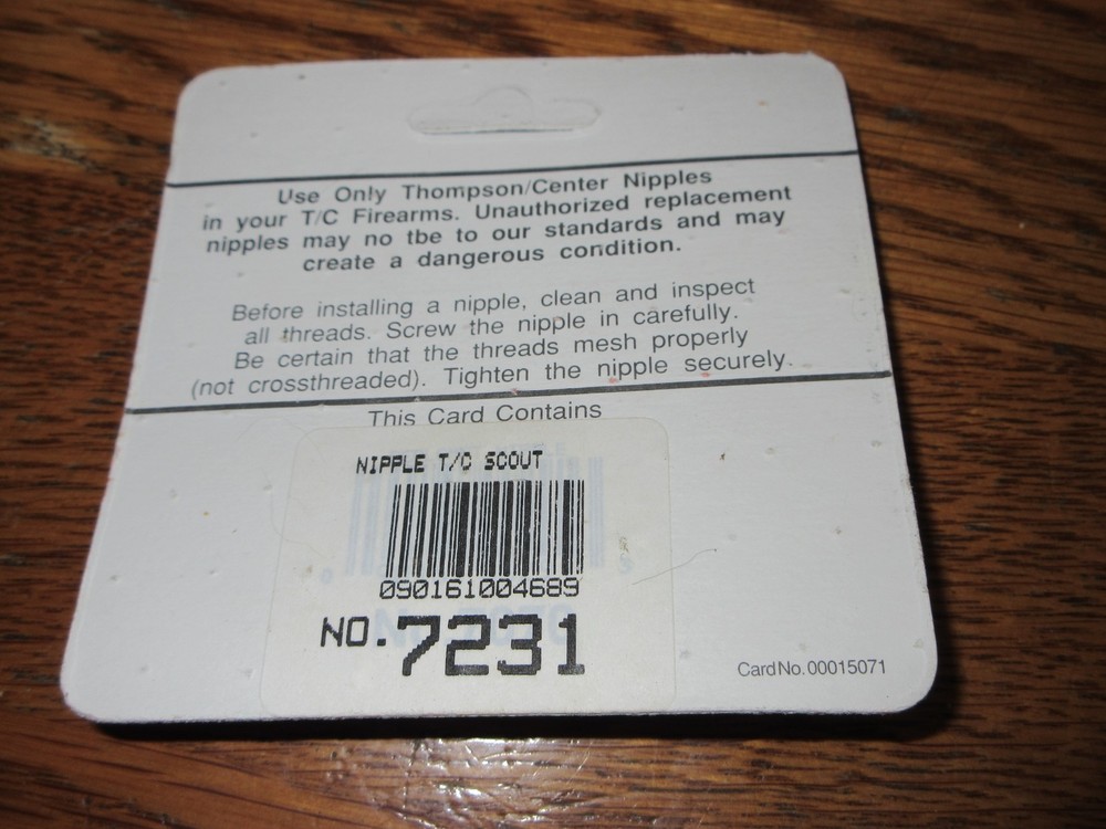 Thompson Center Replacement Nipple Scout Muzzle Loader 7231 TC NIP