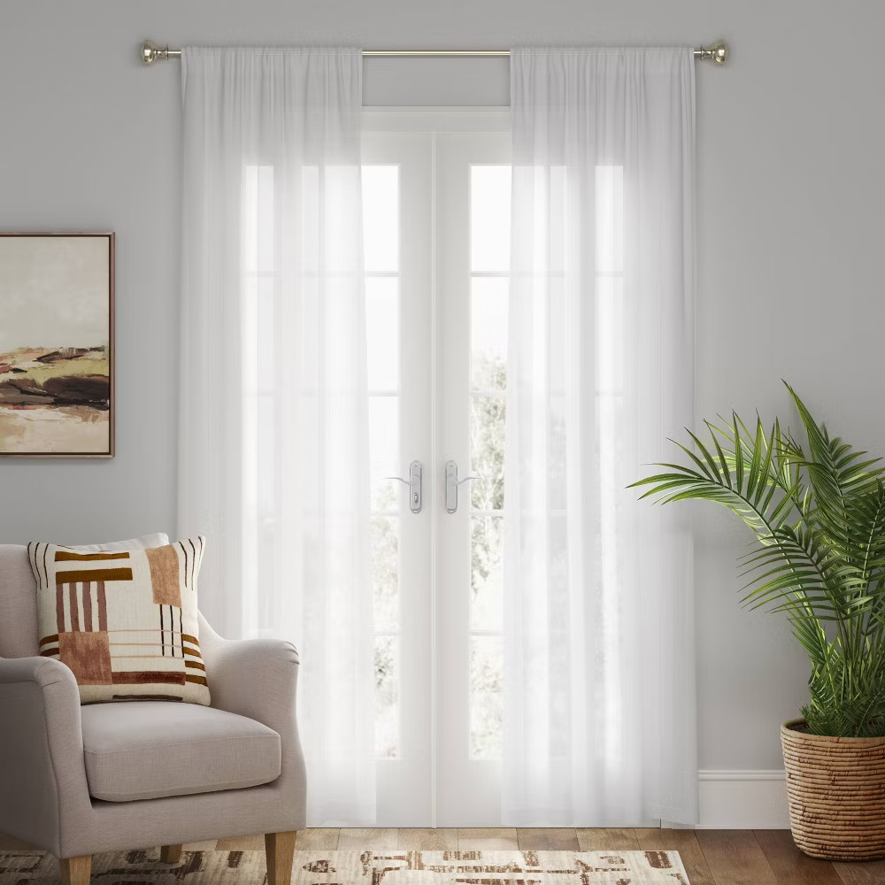 54"x95" Light Filtering Farrah Window Curtain Panel White - Threshold: Sheer, UV