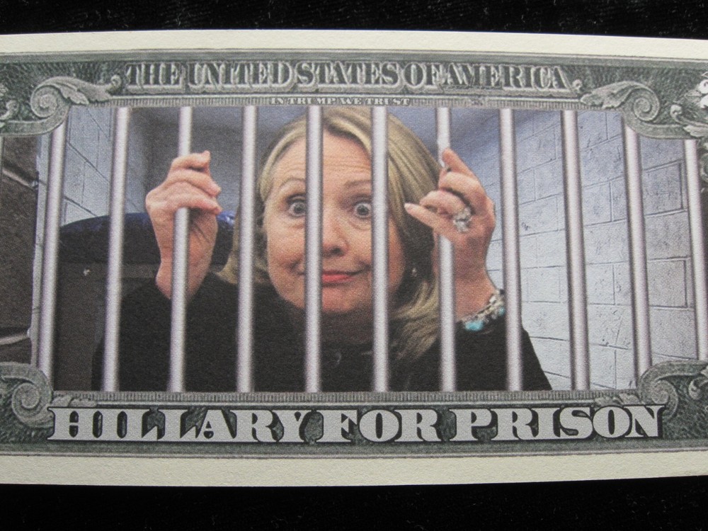 Hillary Clinton Behind Bars Novelty currency note 6" x 2 1/2" (6)