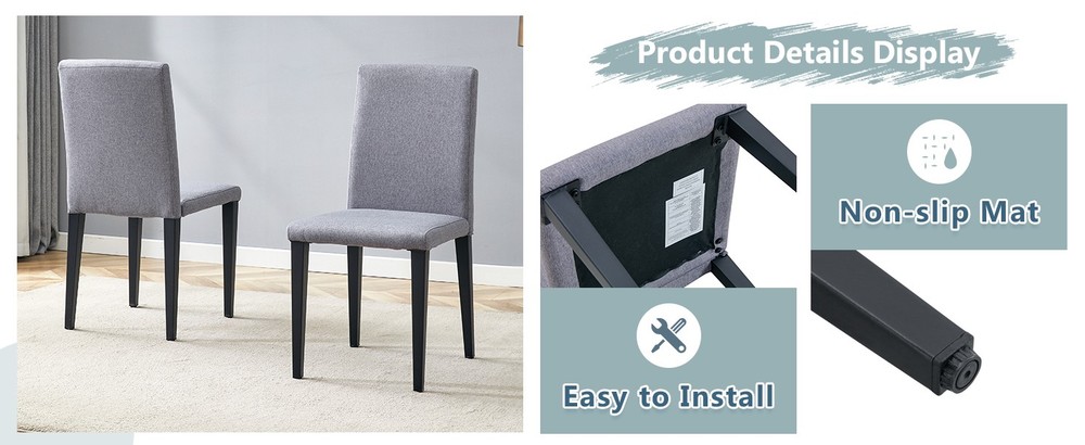Two Light Gray Linen-Cotton dining chairs, simple and versatile, comfortable a