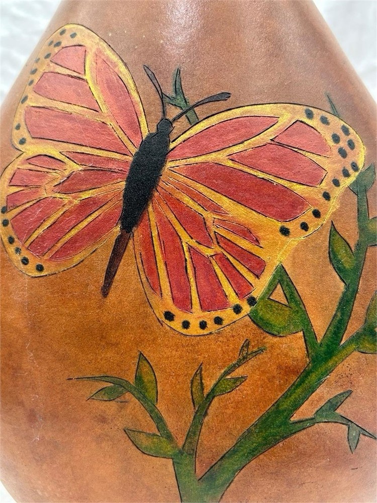 Hand Painted Butterfly Large Gourd Vase