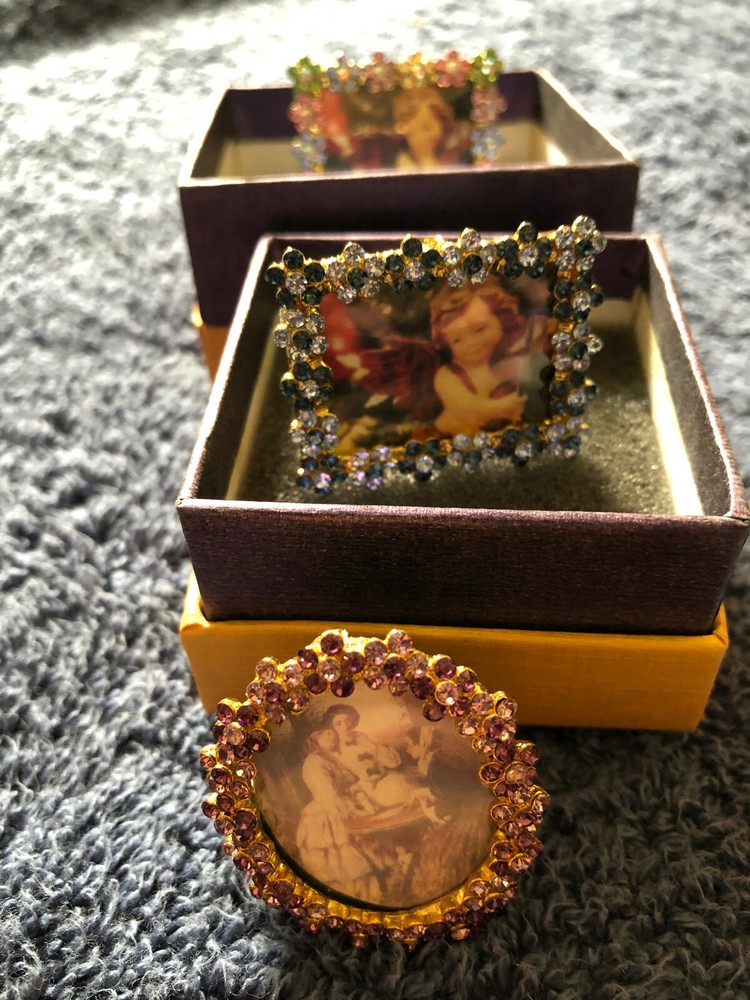 Small Multi Colored Jeweled Picture Frames New