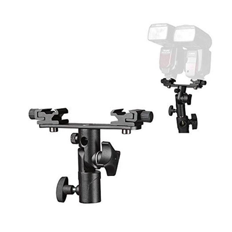 Double Hot Shoe Bracket Light LED Microphones Studio Video Camera