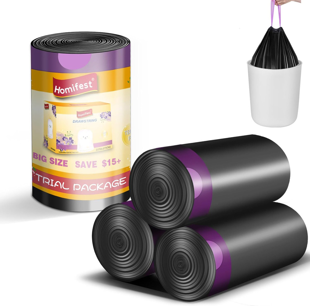 4 Gallon Drawstring Trash Bags,40 Count Black