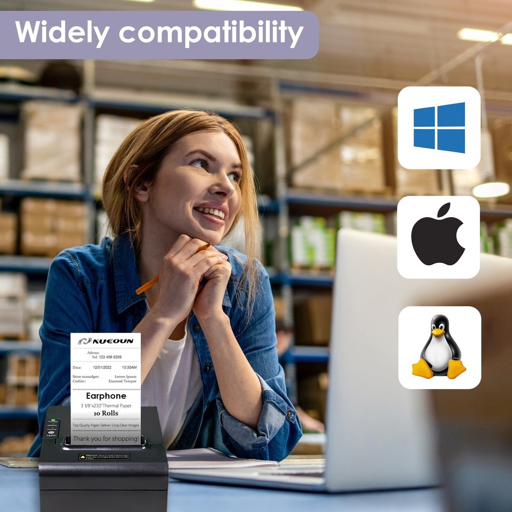 Thermal Receipt Printer 80mm POS Label Printer Serial USB Network Interface