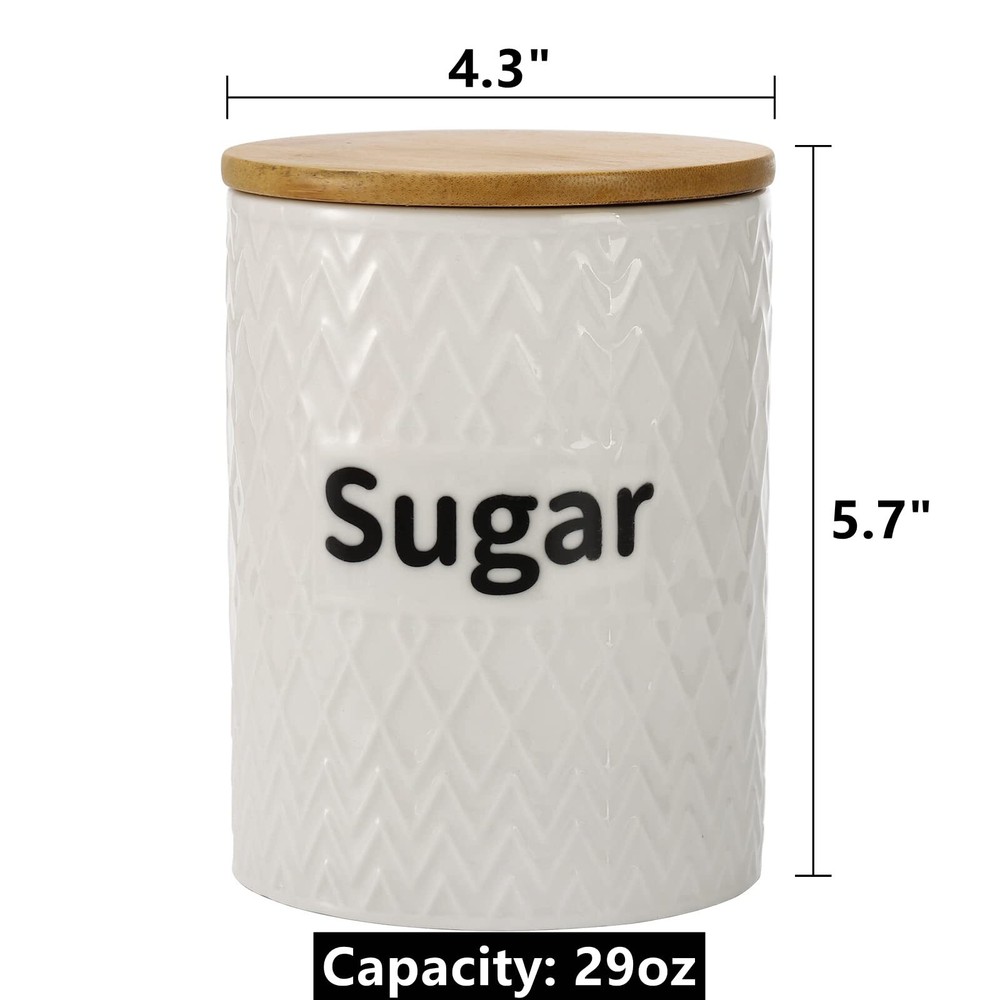 3 Pack Ceramic Kitchen Canister Set Tea Coffee Sugar Container Set