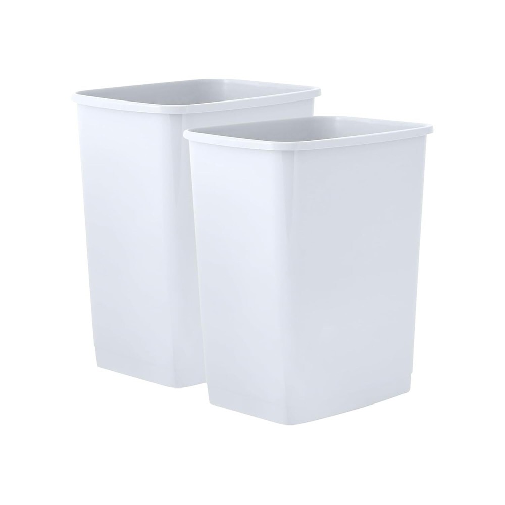 Superio Kitchen Trash Can 9 Gallon Slim Waste Bin 37 Qt (2, White)