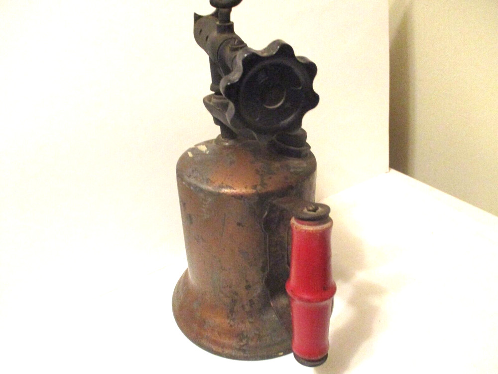 Brass Blow Torch Red Wood Handle