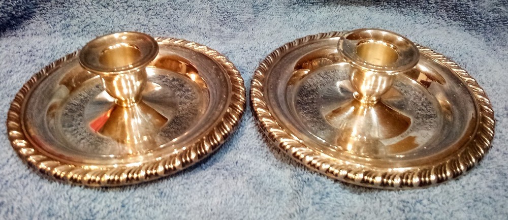 Two Vintage ONEIDA SILVERSMITHS Silver Plate Candle Holders