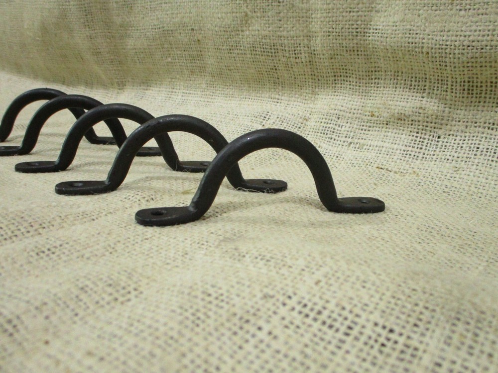 5 HAND FORGED IRON DRAWER BIN PULLS 4 1/4" LONG CABINET HANDLES KITCHEN BATH