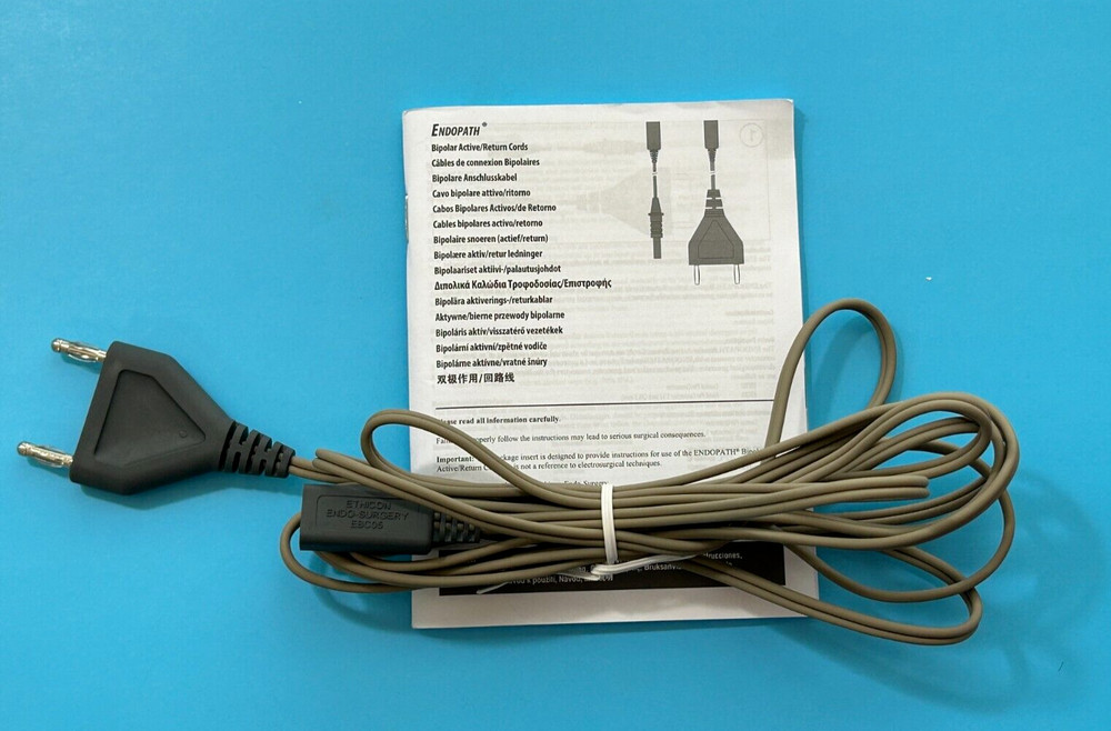 Bipolar Active/Return Cord with 1.12 Inch Fixed Pin Connector