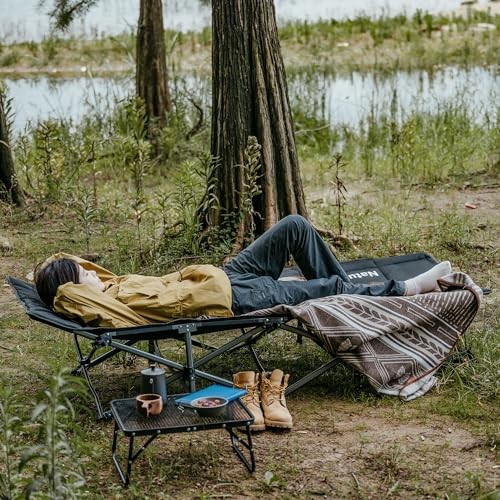 Folding Camping Cot for Adults GoWild Portable Sleeping Cot with Carry Black