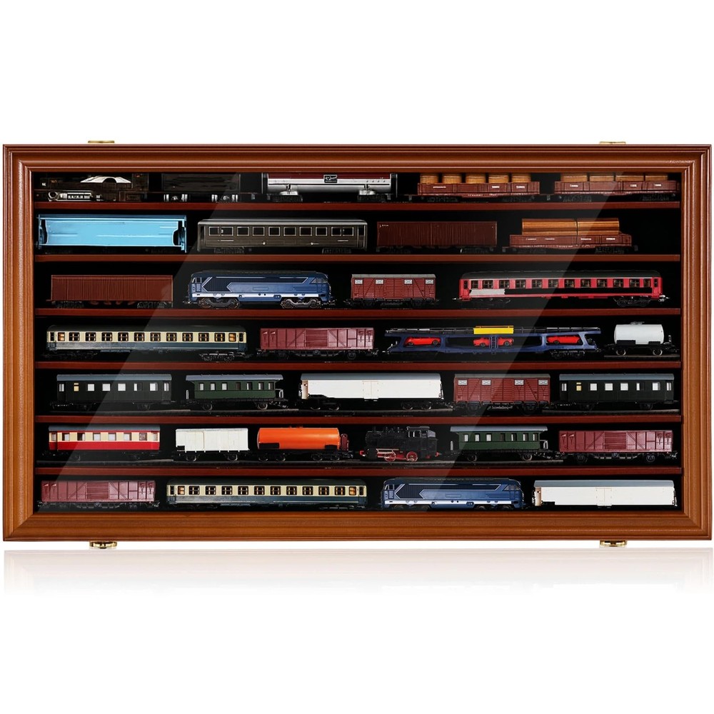 N Scale Model Train Display Case Wall Cabinet with 6 Shelves Lockable 98% UV Pro