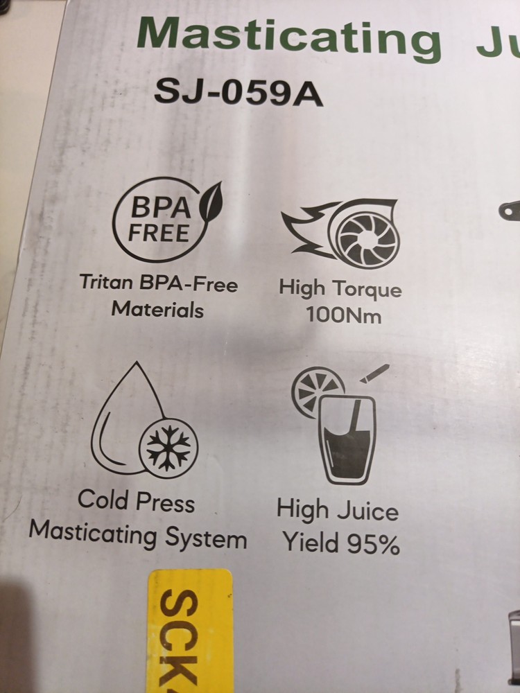 Masticating Juicer SJ-059A Grey 5.3" Wide Feed Chute Extractor Machine Whole