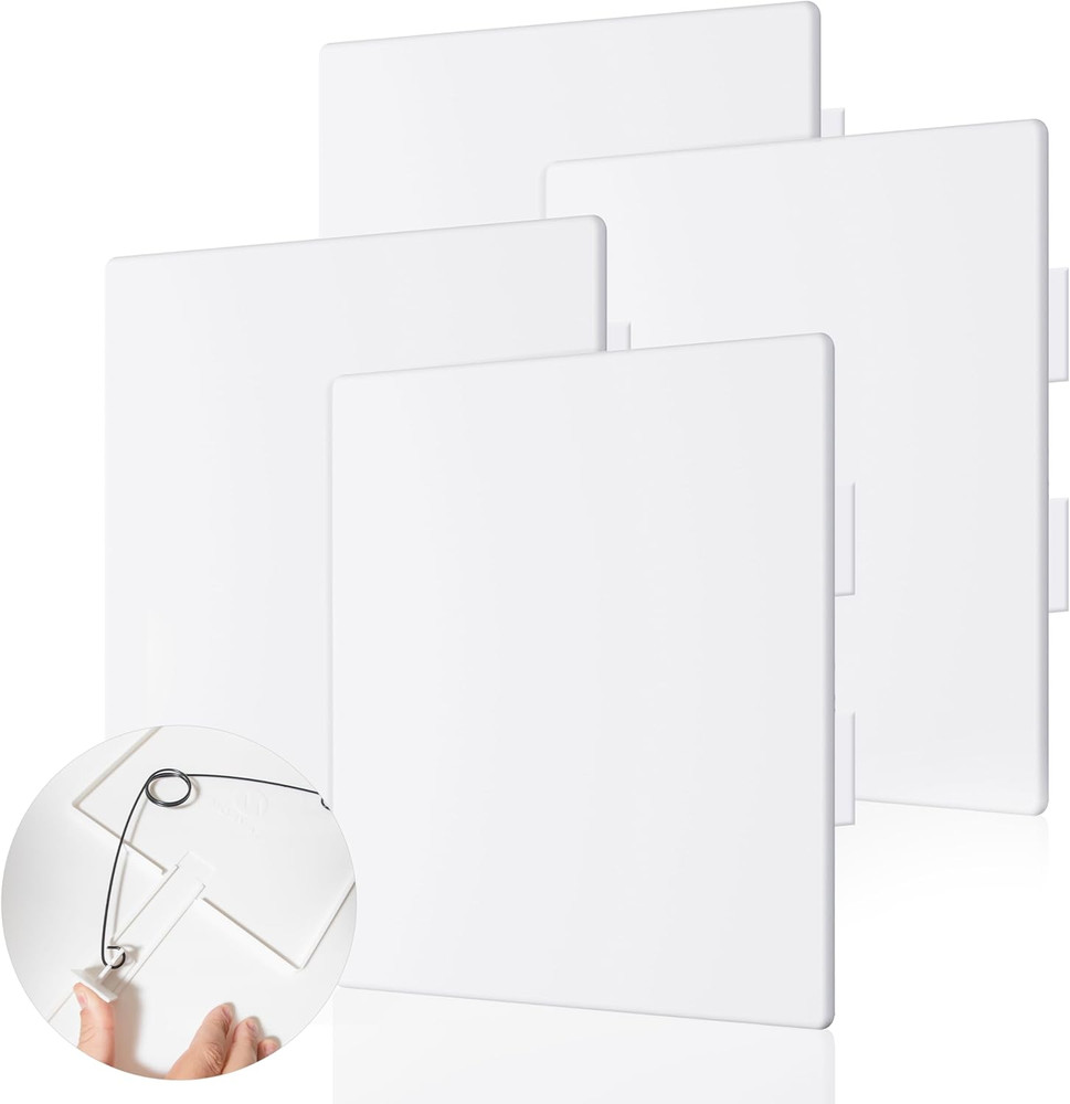 Adjustable Spring Access Panel 8x8-12x12, Heavy-Duty ABS, 4-Pack, White