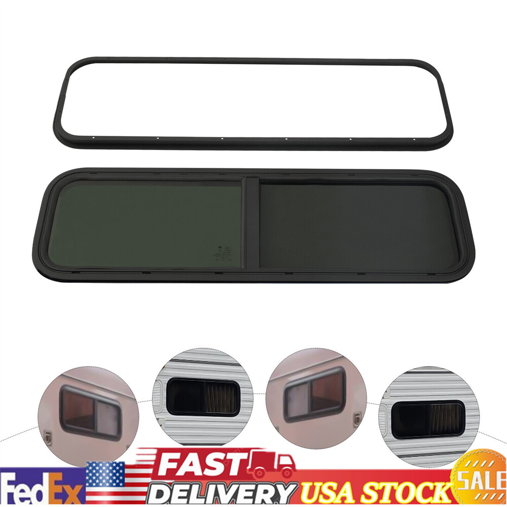 Camper RV Window 42" W X 12" H Horizontal Sliding Replacement Glass with Trim