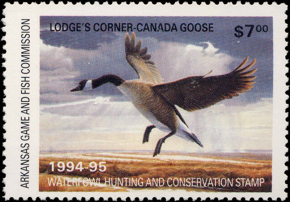 ARKANSAS #14 1994 STATE DUCK  STAMP CANADA GOOSE by Daniel Smith