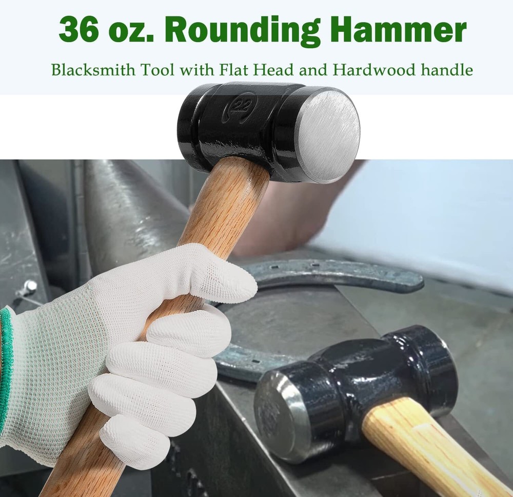 61B 36oz Blacksmith Farrier Rounding Hammer Tools For Blacksmithing Forged Tool