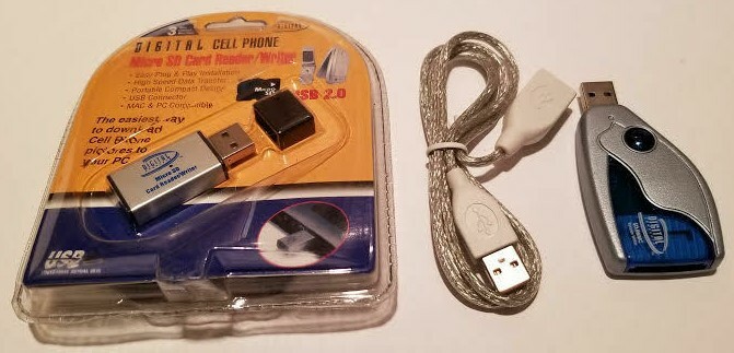 New Micro SD Card Reader/Writer USB 2.0 (MAC & PC) 2 USB cables & SD Card reader