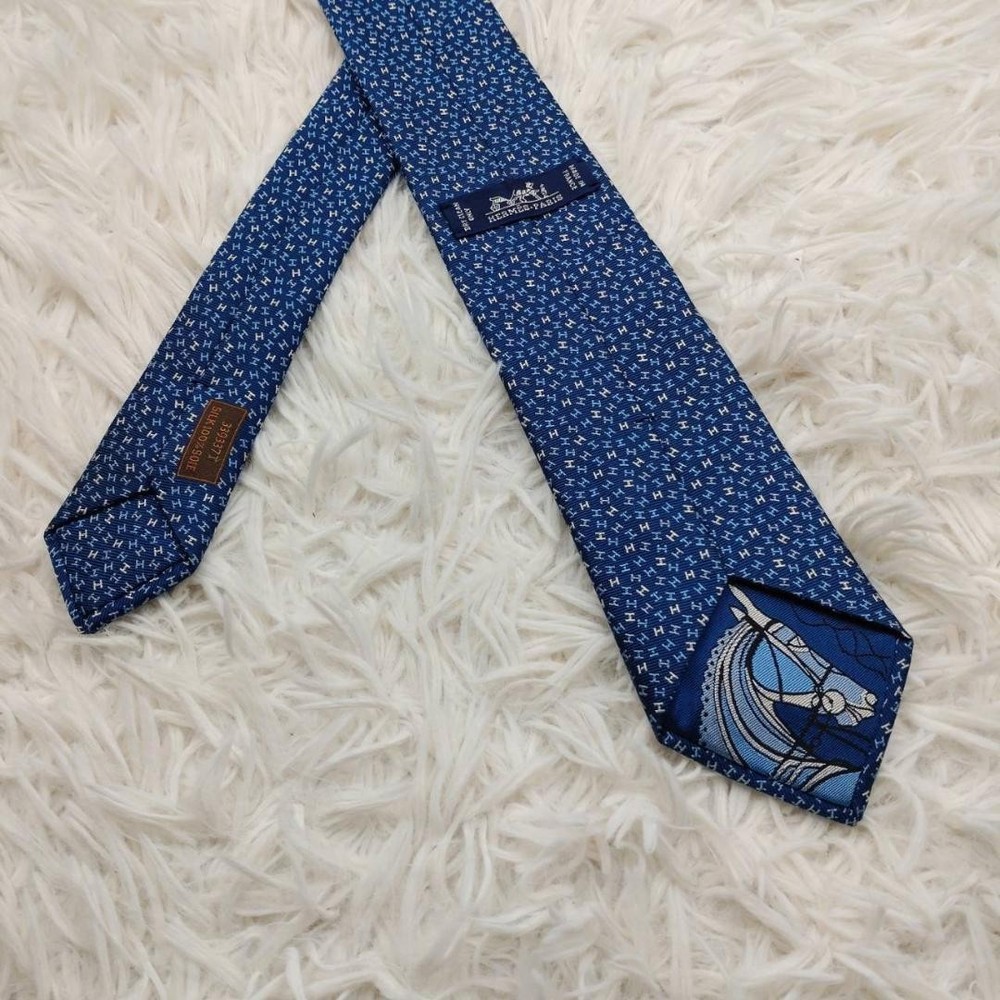 Hermes Silk Tie All Over Navy
