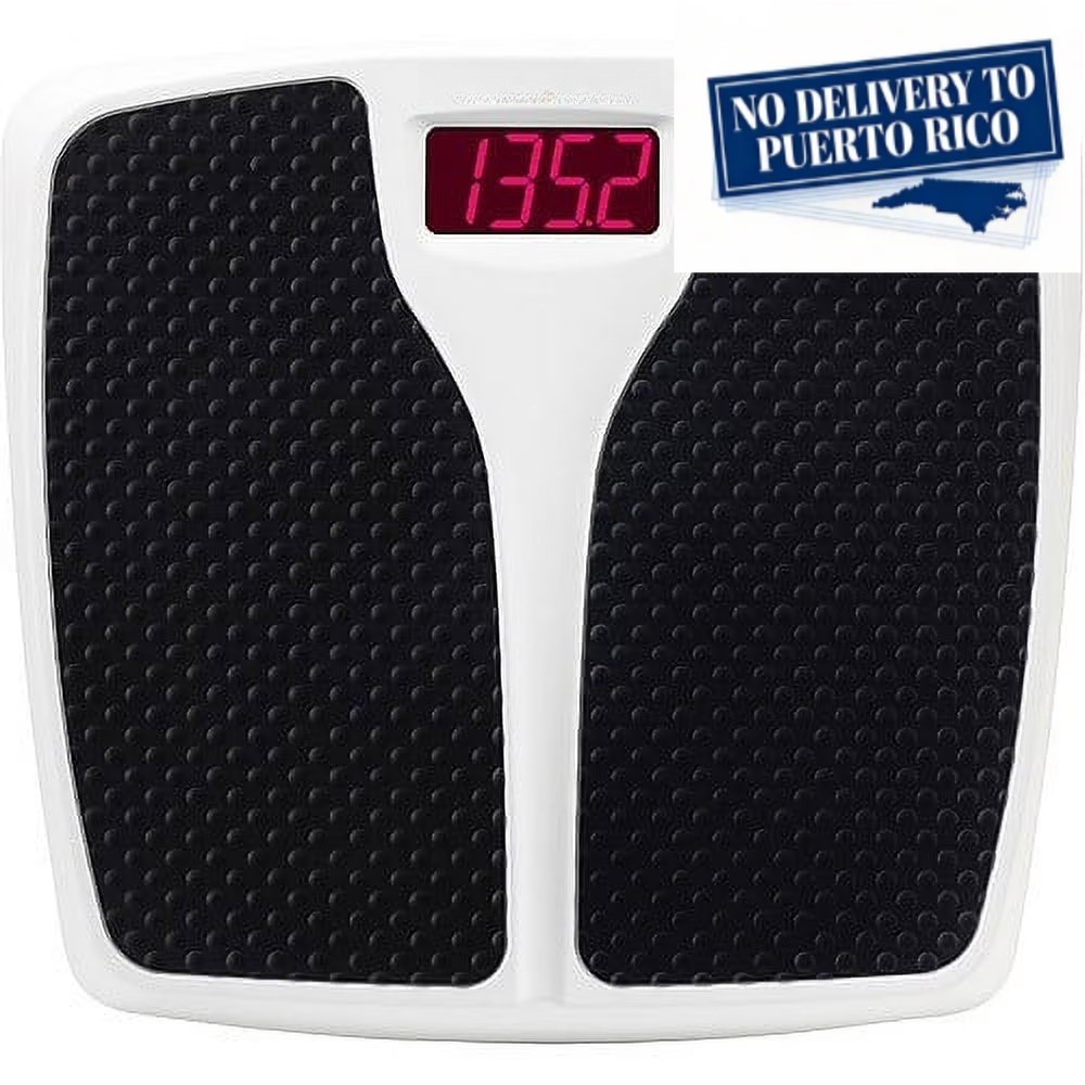 Split Mat Digital Scale, 400 lbs Capacity, LED Display, Black and White